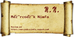 Márcsák Nimfa névjegykártya
